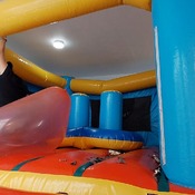 Popping balloons by nail and ride to pop in the inflatable castle!!!