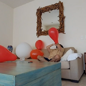 Red balloons blow