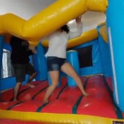Ary and Jp play in the big inflatable castle!!!