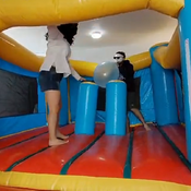 Ary and Jp play in the big inflatable castle!!!