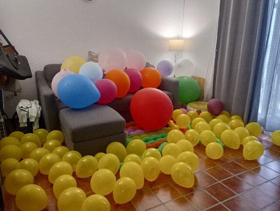 Popping lots of balloons by Julie!!!