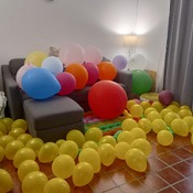 Popping lots of balloons by Julie!!!