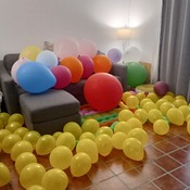 Popping lots of balloons by Julie!!!