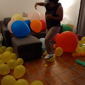 Popping lots of balloons by Julie!!!