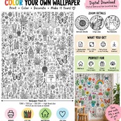 Color Your Own Botanical Wallpaper – Printable Maximalist Coloring Wall Art, Flowers, Plants & Whimsical Decor