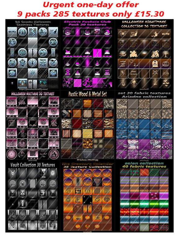 Urgent one-day offer: 9 packs, 285 textures, only £15.30